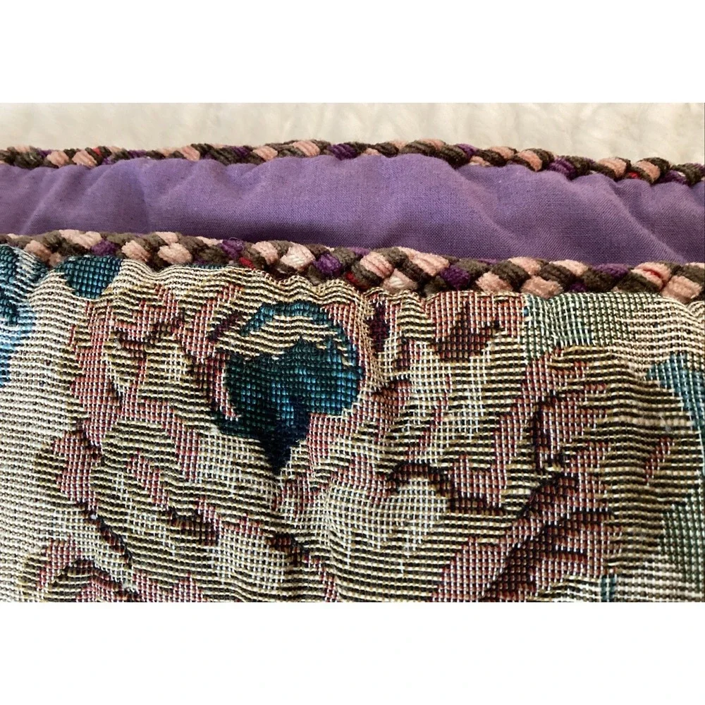 PB Brighton Tapestry King Shams (2) & (2) Window Toppers Floral Purple Rose